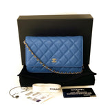 Chanel Blue Caviar Quilted Classic Wallet On Chain WOC - Luxybit
