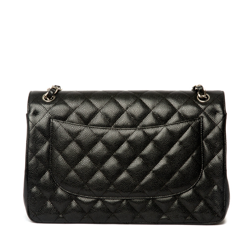 Chanel Vintage Classic Double Flap Bag Quilted Caviar Medium Auction