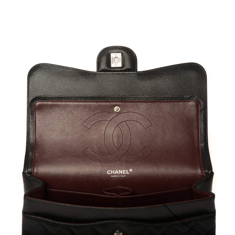 CHANEL Black Caviar Jumbo Classic Double Flap Bag – Fashion Reloved