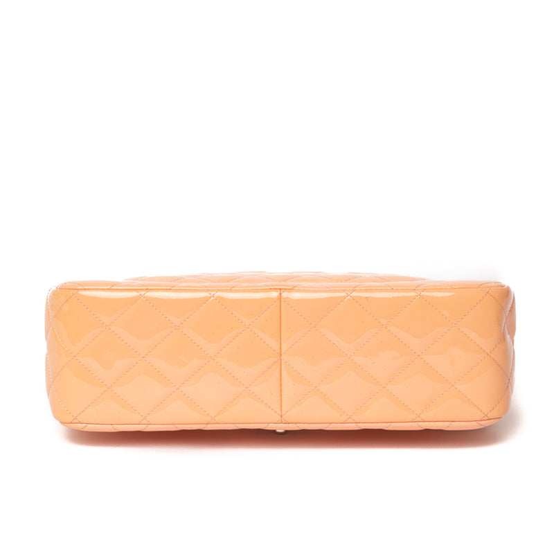 Chanel Peach Quilted Patent Leather Jumbo Classic Double Flap Bag, myGemma