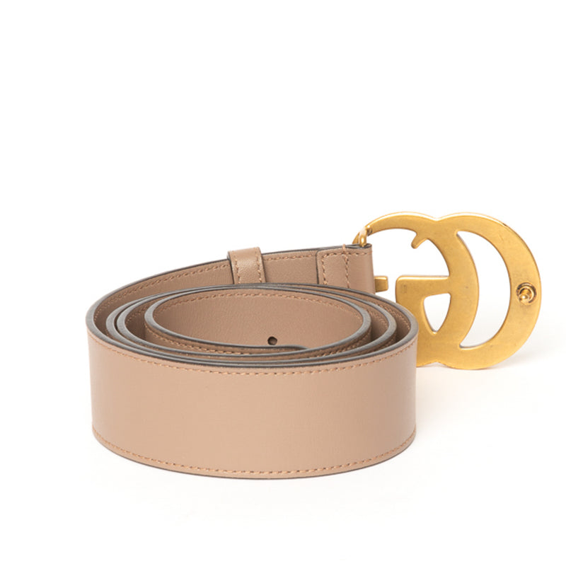 Gucci Dusty Pink Leather Double G Buckle Belt 95/38