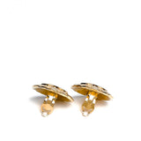 Chanel Vintage Quilted CC Gold Earrings
