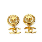 Chanel Vintage Gold CC Logo Pearl Earrings 93A