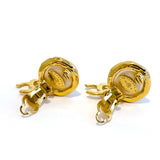 Chanel Vintage Gold CC Logo Pearl Earrings 1993