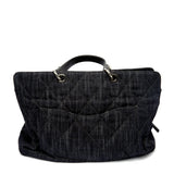Chanel Dark Blue Quilted Denim Timeless CC Tote Bag 