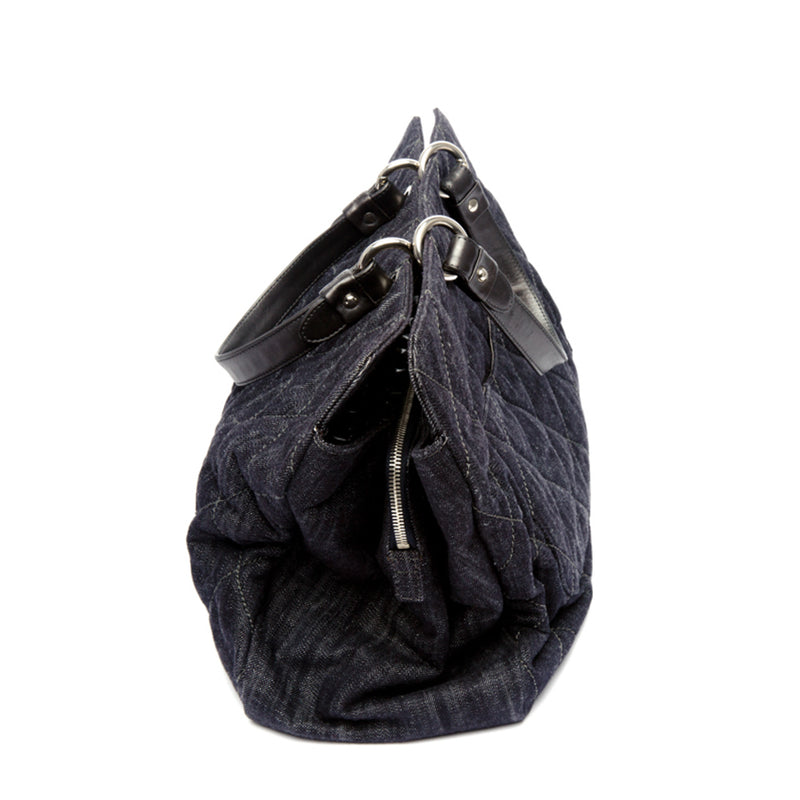 Chanel Dark Blue Denim Coco Cabas XL Tote Bag