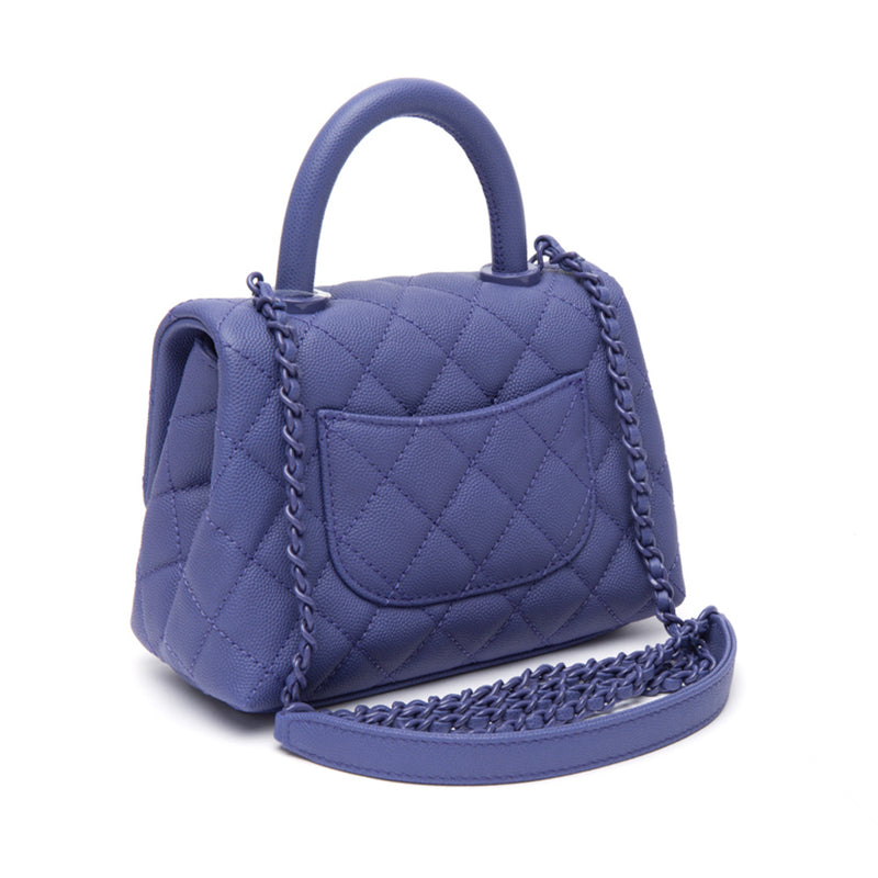 Chanel Purple Caviar Quilted Incognito Extra Mini Coco Handle Flap Bag