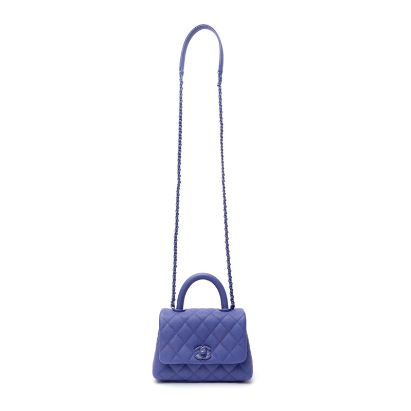 Chanel Purple Caviar Quilted Incognito Extra Mini Coco Handle Flap Bag