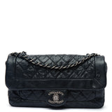 Chanel Black Leather Flap Bag Ruthenium Hardware