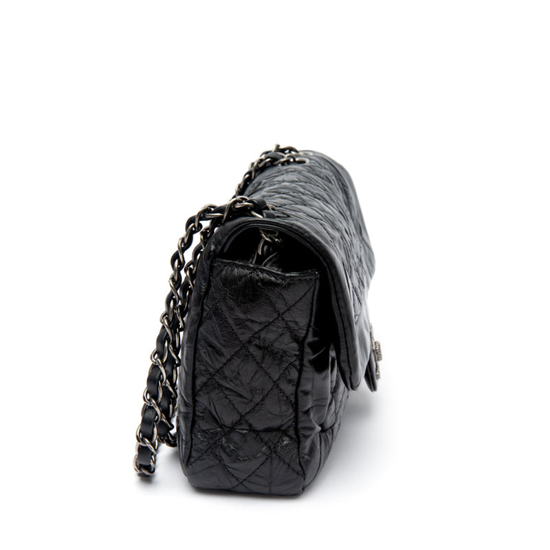 Chanel Black Leather Flap Bag Ruthenium Hardware
