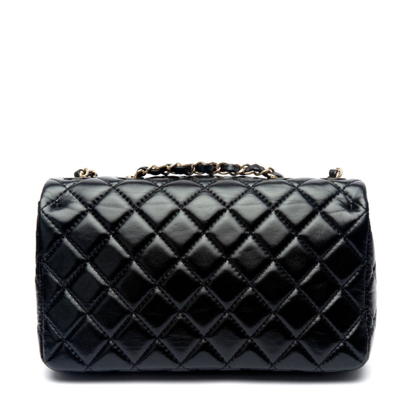 Chanel Vintage Oversized Black Matelasse Quilted Lambskin Leather