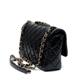 Chanel Black Chevron Quilted Lambskin Leather Montcoco Medium Flap Bag