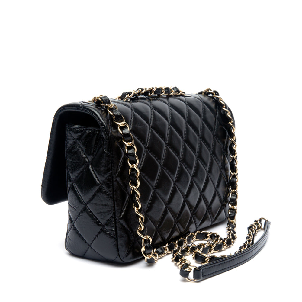 Chanel Black Chevron Quilted Lambskin Leather Montcoco Medium Flap Bag