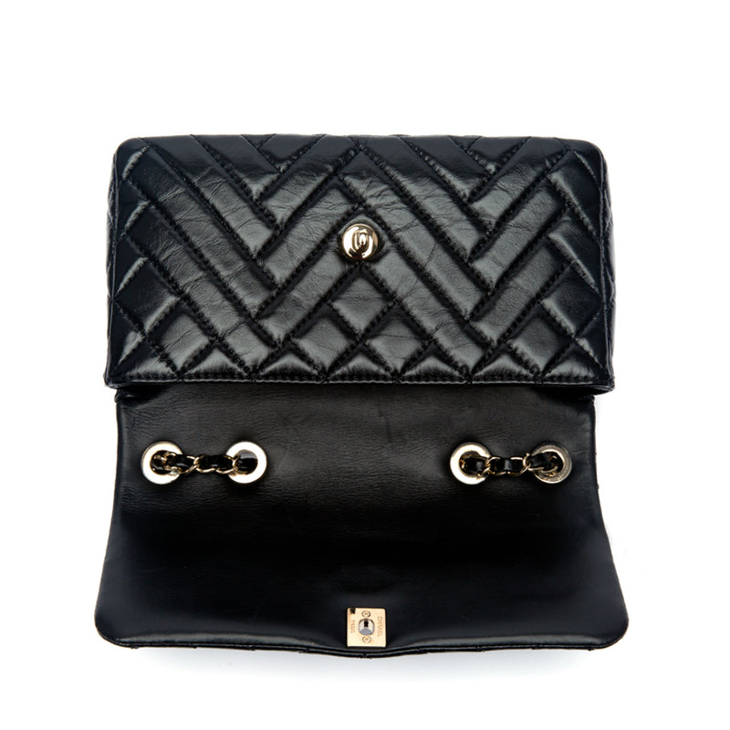 Chanel Chevron Quilted Lambskin Leather Clutch Flap Bag