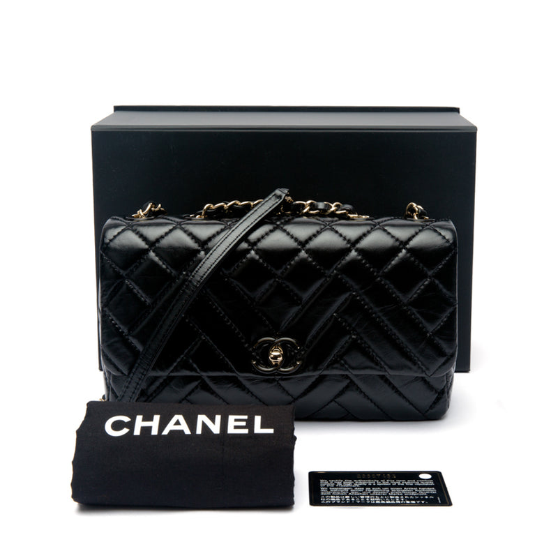 Chanel Chevron Quilted Lambskin Leather Clutch Flap Bag