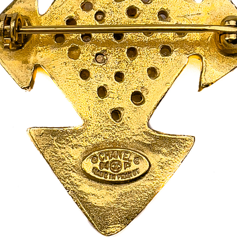 Chanel 1994 Gold Cross Brooch