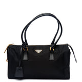 PRADA-Logo-Nylon-Leather-Boston-Bag-Hand-Bag-Black-BL0567 – dct