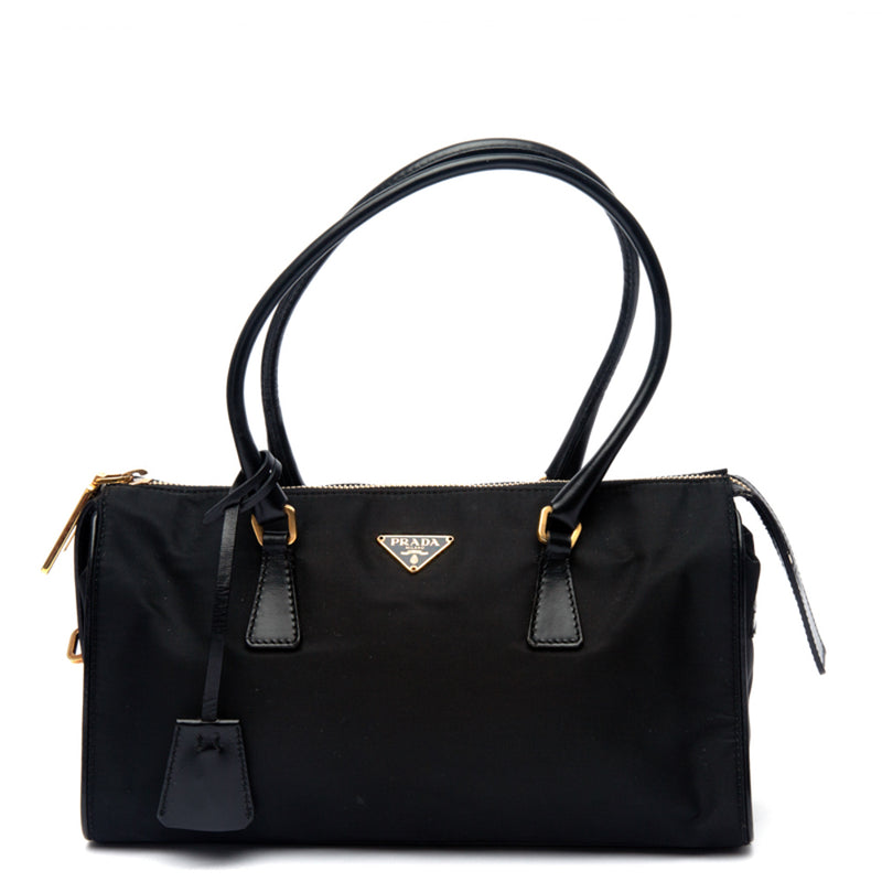 Prada Women's Mini Saffiano Leather Double-zip Satchel - Black in Blue