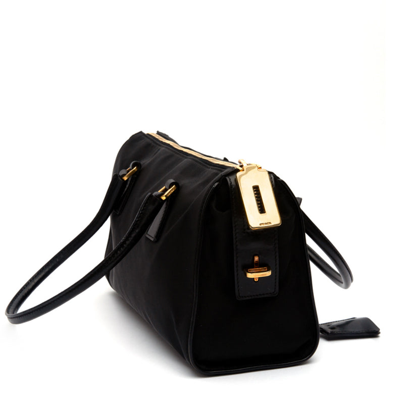 Prada Black Nylon Tessuto Small Boston Bag