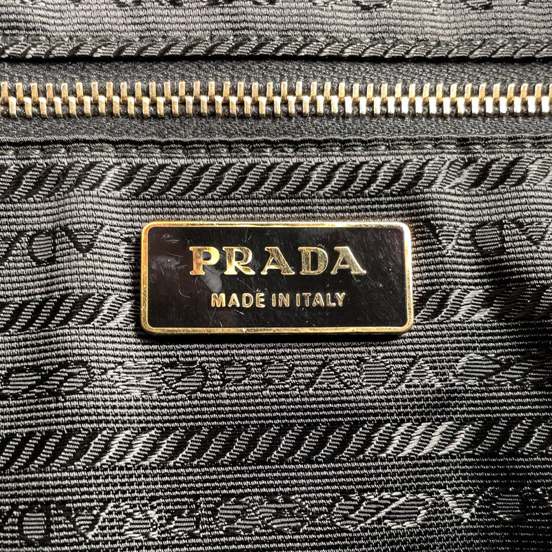 Prada Black Leather and Nylon Boston Bag