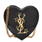 Saint Laurent Black Patent Mini Love Heart Chain Bag