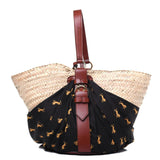 Chloe Raffia Calfskin Horse-Print Panier Basket Bag - Luxybit