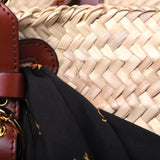 Raffia Calfskin Horse-Print Panier Basket Bag - LUXYBIT
