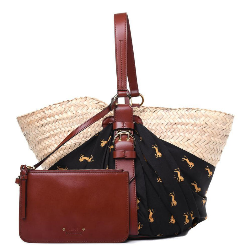 Chloe Raffia Calfskin Horse-Print Panier Basket Bag - Luxybit