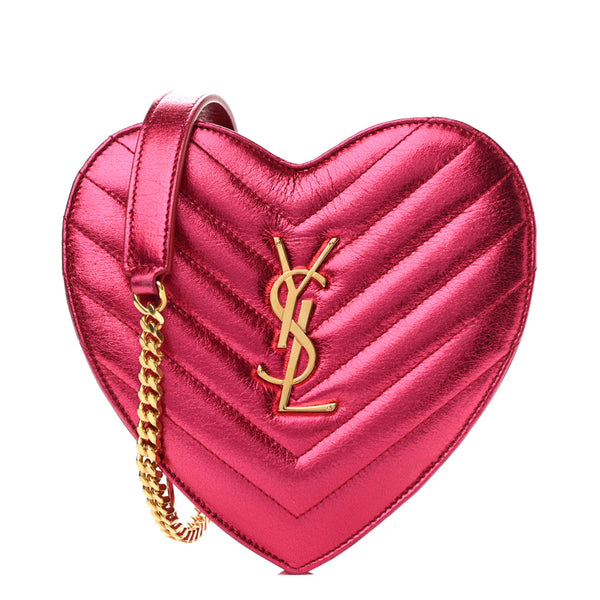 Yves Saint Laurent White Leather Heart Monogram Crossbody Bag